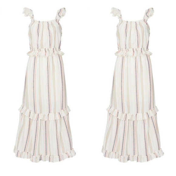 Misa Los Angeles Dress Idonia Maxi Lace Chambray Striped Dress Size M - Picture 3 of 9